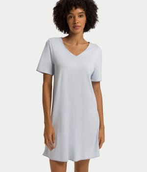Cotton Silk V-Neck Cotton Nightgown: undefined