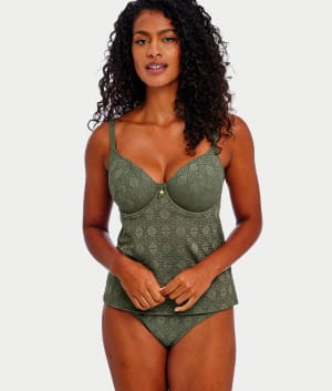Nomad Nights Underwire Plunge Tankini Top: undefined