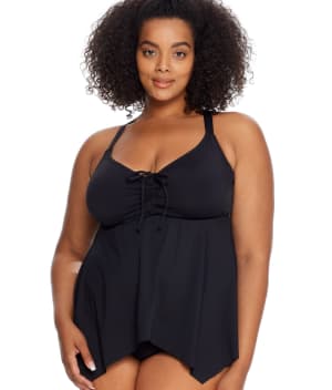 Plus Size Eco Onyx Sharkbite Underwire Tankini Top: undefined