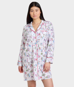 The Cozy Brushed Cotton Printed Sleep Shirt: undefined