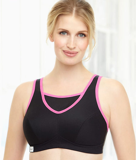 No-Bounce Cami Wire-Free Sports Bra: Black / Pink