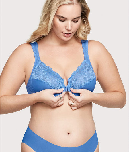 WonderWire Front-Close Bra: Blue