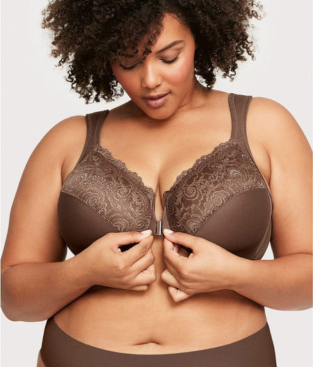 WonderWire Front-Close Bra: Mocha