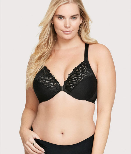 WonderWire Front-Close T-Back Bra: Black