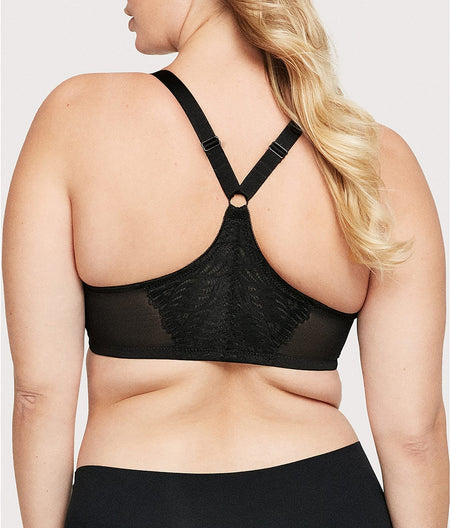 WonderWire Front-Close T-Back Bra: Black