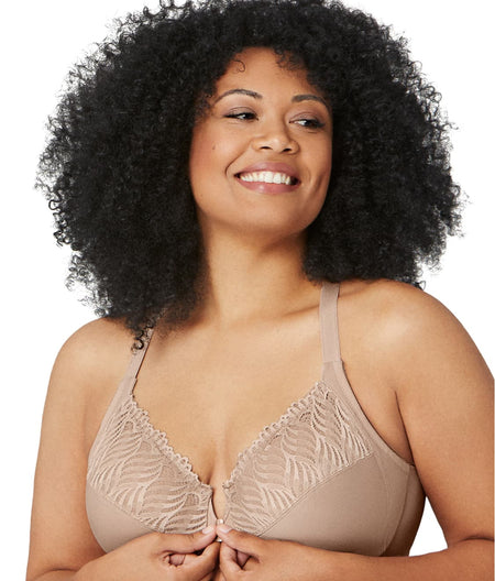 WonderWire Front-Close T-Back Bra: Cafe