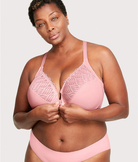 WonderWire Front-Close T-Back Bra: Pink Blush