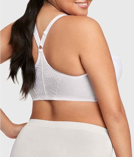 WonderWire Front-Close T-Back Bra: White