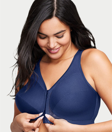 MagicLift Front-Close Posture Back Wire-Free Bra: Blue