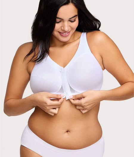 MagicLift Front-Close Posture Back Wire-Free Bra: White