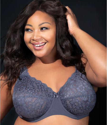 Isabella Lace Full Coverage Bra: Grey