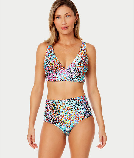 Sunset Dot Shirred Bikini Bottom