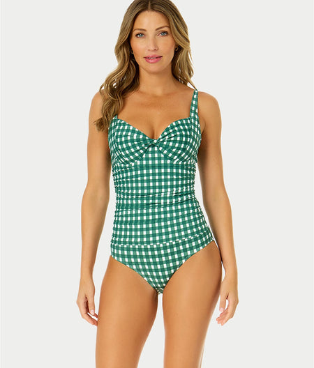 Gingham Retro Twist Underwire One-Piece