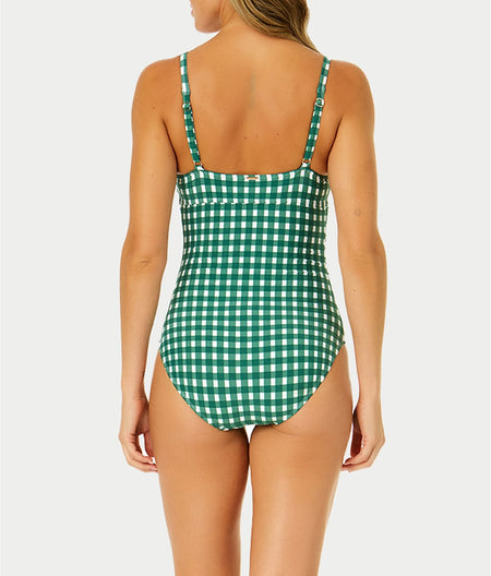 Gingham Retro Twist Underwire One-Piece