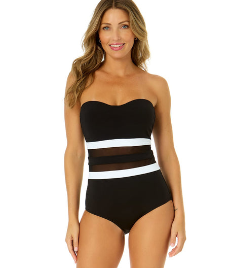 Mesh Around Strapless One-Piece