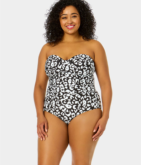 Plus Size Wild Cat Twist Bandeau One-Piece