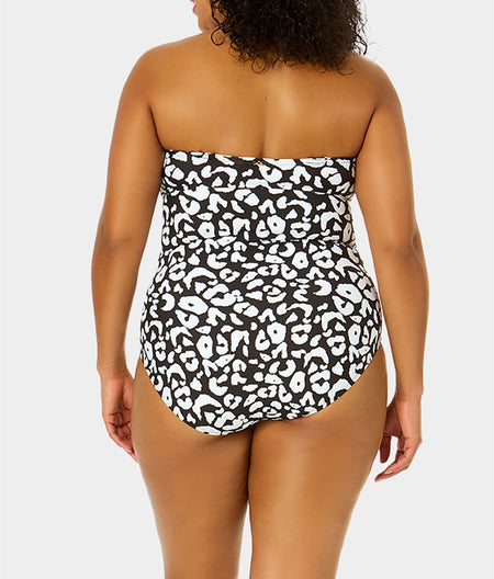 Plus Size Wild Cat Twist Bandeau One-Piece