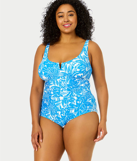 Plus Size Midnight Floral V-Wire One-Piece