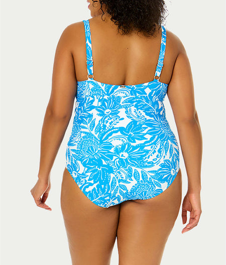 Plus Size Midnight Floral V-Wire One-Piece