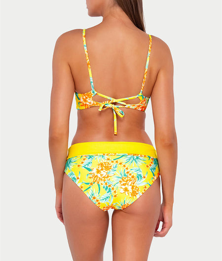 Printed Capri Fold-Over High-Waist Bikini Bottom