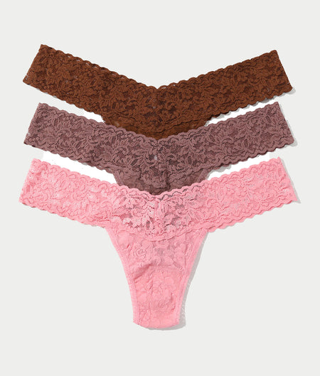 Signature Lace Low Rise Thong Fashion 3-Pack