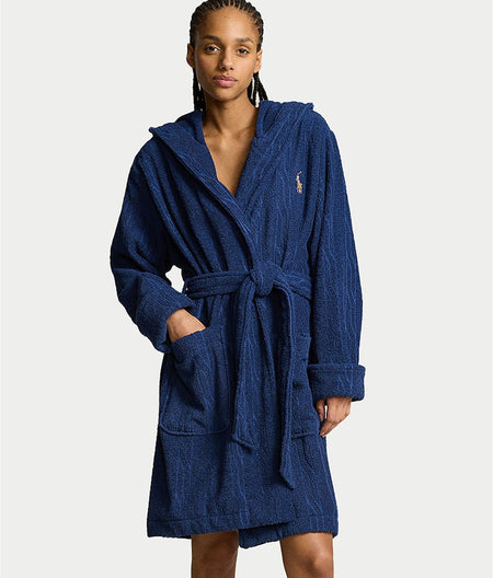 Cable Cotton Terry Hooded Robe