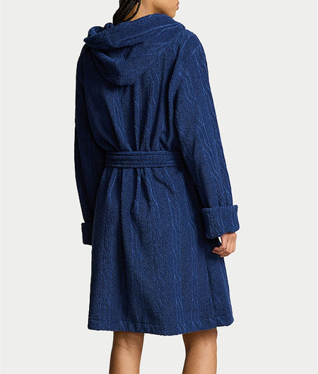 Cable Cotton Terry Hooded Robe