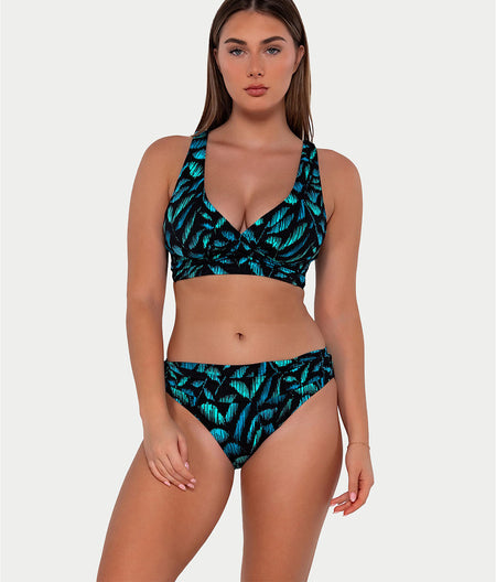 Printed Elsie Underwire Wrap Bikini Top: Cascade Seagrass