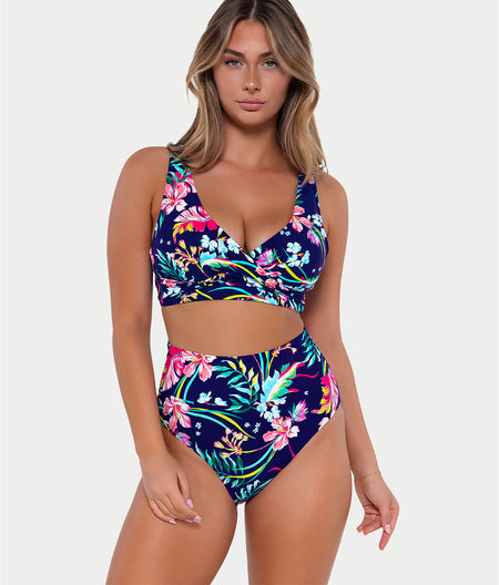 Printed Elsie Underwire Wrap Bikini Top: Island Getaway