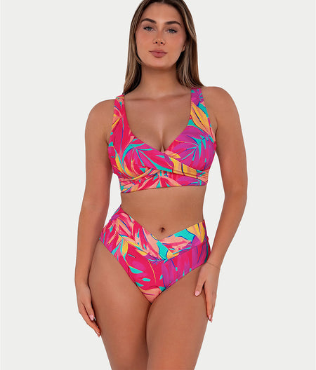 Printed Elsie Underwire Wrap Bikini Top: Oasis Sandbar Rib