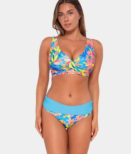 Printed Elsie Underwire Wrap Bikini Top: Shoreline Petals