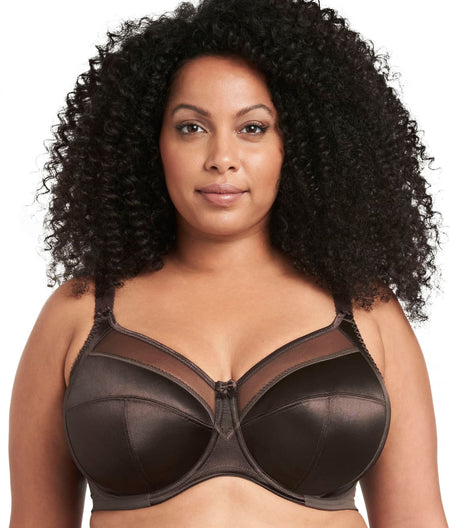 Keira Satin Side Support Bra: Chocolate