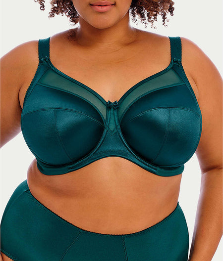 Keira Satin Side Support Bra: Deep Teal