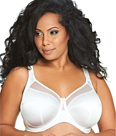 Keira Satin Side Support Bra: White