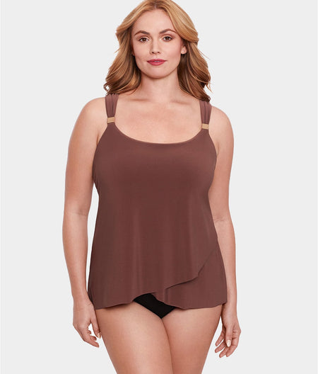 Plus Size Solid Razzle Dazzle Underwire Tankini Top