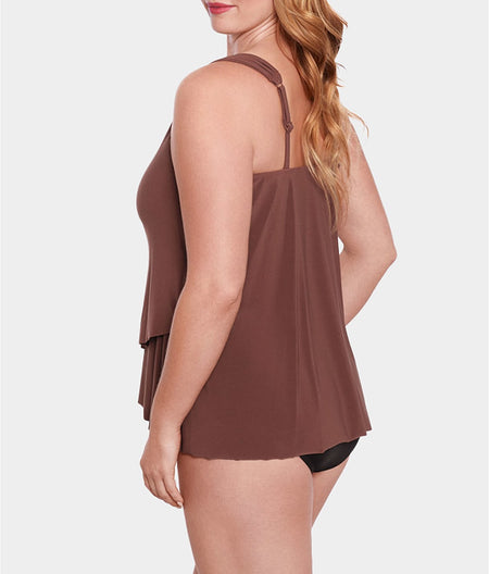 Plus Size Solid Razzle Dazzle Underwire Tankini Top