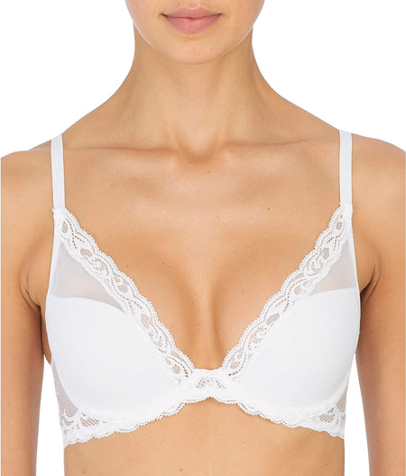 Feathers Plunge Bra: White