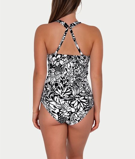 Printed Elsie Underwire Wrap Tankini Top