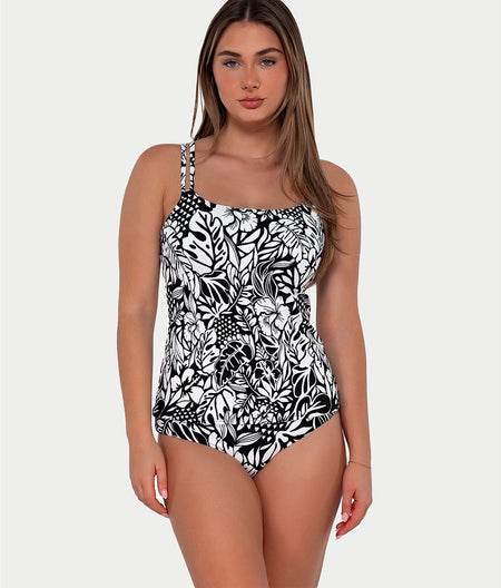 Printed Taylor Underwire Tankini Top: Caribbean Seagrass