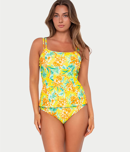 Printed Taylor Underwire Tankini Top: Golden Tropics Rib