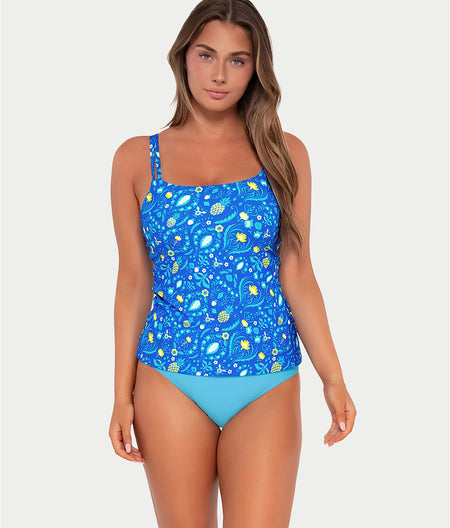 Printed Taylor Underwire Tankini Top: Pineapple Grove