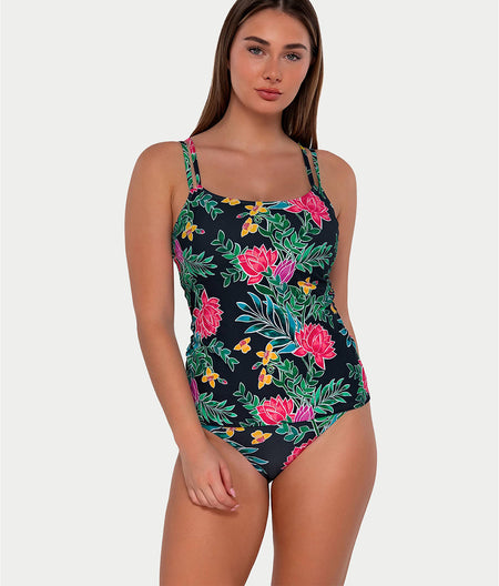 Printed Taylor Underwire Tankini Top: Twilight Blooms