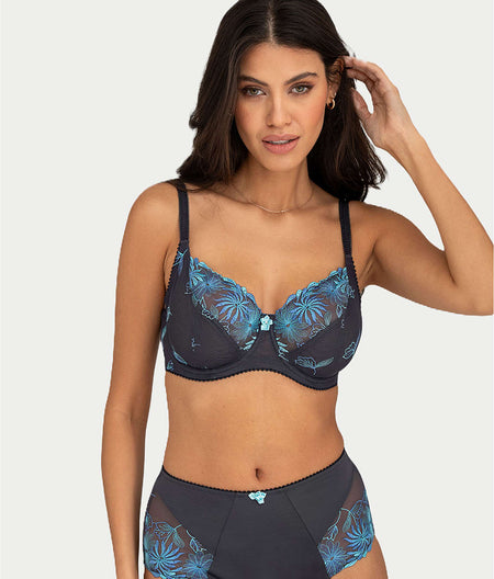 St. Tropez Side Support Bra: Slate / Blue