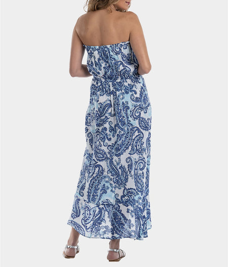 Strapless Paisley Maxi Dress Cover-Up