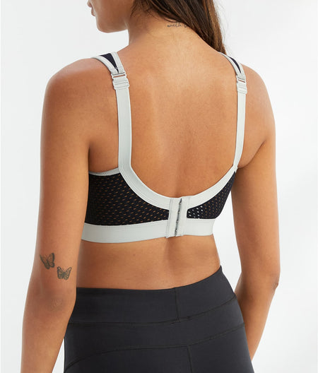 High Impact Wire-Free Sports Bra: Grey / Black