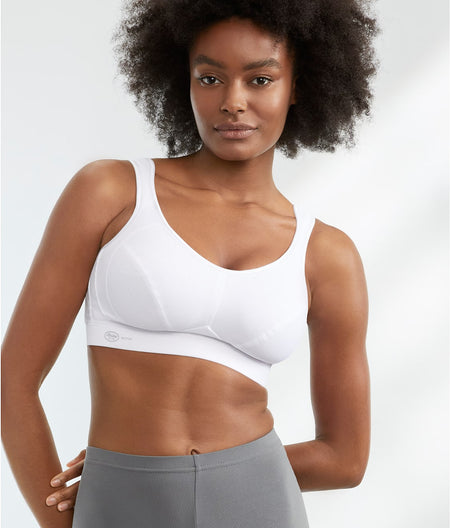 High Impact Wire-Free Sports Bra: White