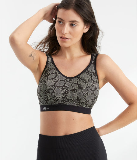 High Impact Wire-Free Sports Bra: Python Print