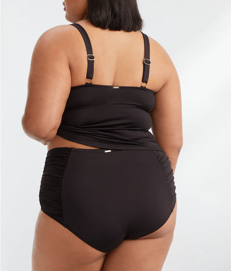 Plus Size Live In Color High-Waist Shirred Bikini Bottom