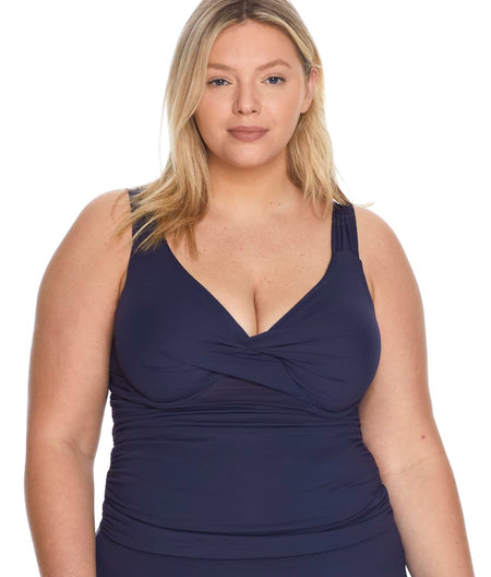 Plus Size Live In Color Twist Underwire Tankini Top