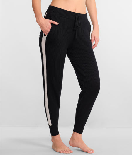 Cashmere Ribbed Racer Stripe Pants